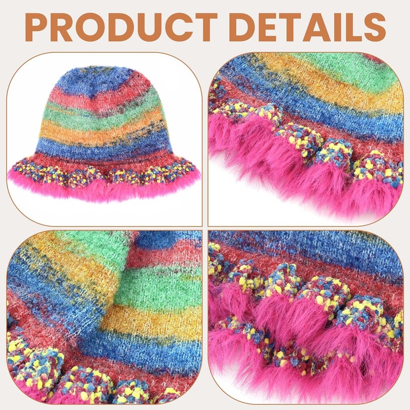 Busnos Crochet Bucket Hats for Women Handmade Hat Cute Foldable Knitted Hats for Women - Image 4